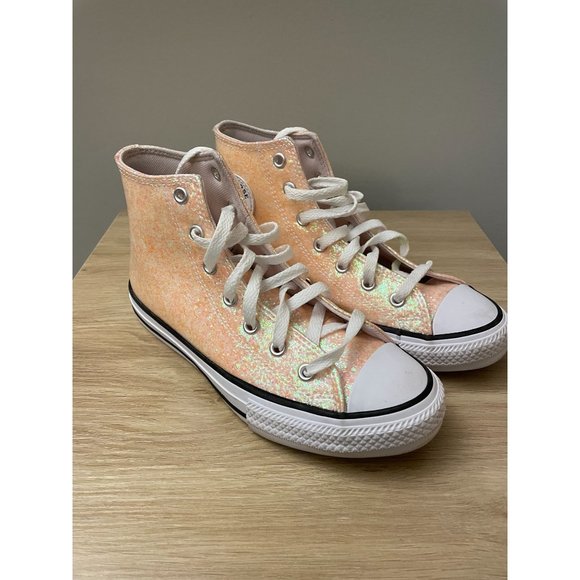 coral glitter converse